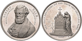 Frankfurt - Stadt Silbermedaille 1848 (v. Drentwett) auf die Hinrichtung von Robert Blum. J.+F. 1161. Mers. 4480. 
kl. Rf. 42,7mm 22,6g vz aus PP