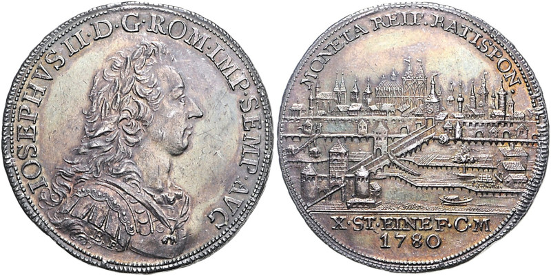 Regensburg - Stadt Konventionstaler 1780 Dav. 2627. Beckenb. 7116. 
kl. Kr., he...