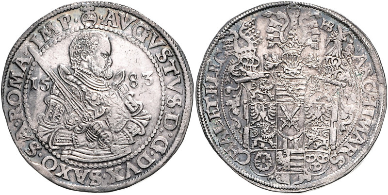 Sachsen - Kurfürstentum, ab 1806 Königreich August 1553-1586 Taler 1583 HB Dresd...