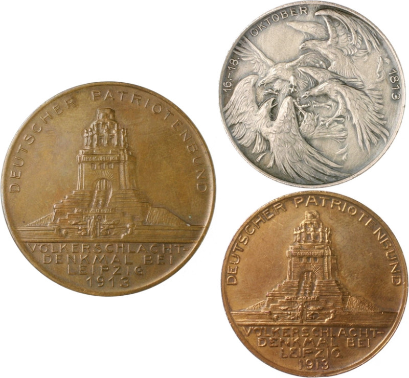 Sachsen - Leipzig, Stadt Lot von 3 Stücken: Silber- und Bronzemedaille 1913 des ...