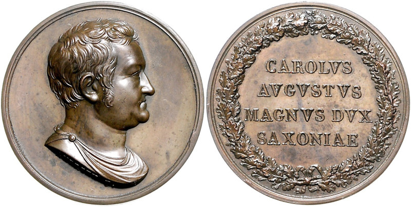 Sachsen - Weimar-Eisenach Carl August 1775-1828 Bronzemedaille o.J. (v. Andrieu)...