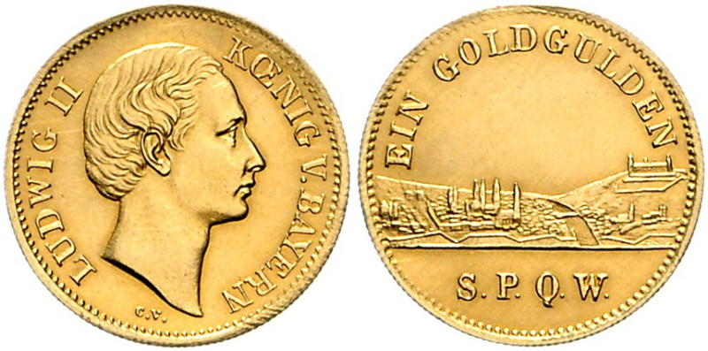 Würzburg - Stadt Neujahrsgoldgulden o.J. Präsent der Stadt, mit geripptem Rand. ...