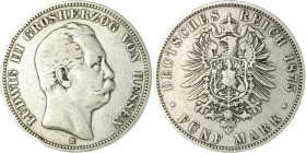 Hessen Ludwig III. 1848-1877 5 Mark 1875 H J. 67. 
 ss