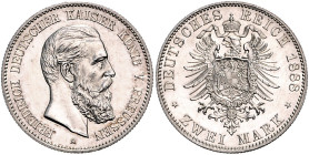 Preussen Friedrich III. 1888-1888 2 Mark 1888 A J. 98. 
 vz-st/f.st