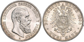 Preussen Friedrich III. 1888-1888 2 Mark 1888 A J. 98. 
Vs: kl.Kr. vz-st