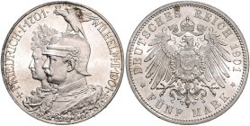 Preussen Wilhelm II. 1888-1918 5 Mark 1901 Zum 200-jährigen Bestehen des Königreichs. J. 106. 
 vz-st/st-