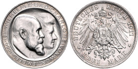 Württemberg Wilhelm II. 1891-1918 3 Mark 1911 F Zur Silbernen Hochzeit. J. 177a. 
min. Randunebenheiten st