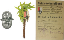 Kolonien Lot von 3 Stücken des Reichskolonialbundes: Weißmetall-Abzeichen der Tagung in Wien 15-18. Mai 1939, Anstecknadel in Palmenform und Mitglieds...