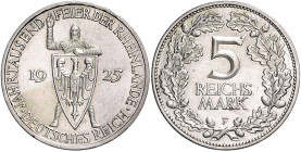 Weimarer Republik 5 Reichsmark 1925 A Zur Jahrtausendfeier der Rheinlande. J. 322. 
 vz+