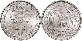 Weimarer Republik 3 Reichsmark 1929 E 1000 Jahre Burg und Stadt Meissen. J. 338. 
 vz-st/f.st