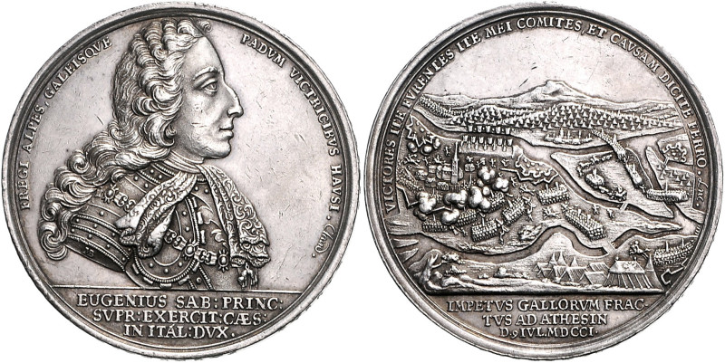 RDR - Österreich Leopold I. 1658-1705 Silbermedaille 1701 (v. Brunner) auf die E...