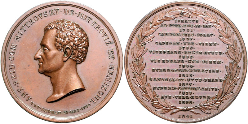 RDR - Österreich Ferdinand I. 1835-1848 Bronzemedaille 1841 (v. Schön) auf den O...