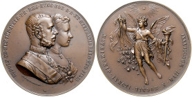 RDR - Österreich Franz Joseph I. 1848-1916 Bronzemedaille 1881 (v. Tautenhayn) auf die Hochzeit des Kronprinzen Rudolf mit Stephanie von Belgien. Haus...