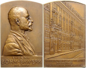 RDR - Österreich Franz Joseph I. 1848-1916 Bronzeplakette 1904 (v. Pawlik/Neudeck) Zur Erinnerung an Eugen v. Böhm-Bawerk, gewidmet von den Beamten de...