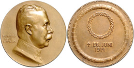 RDR - Österreich Franz Joseph I. 1848-1916 Bronzemedaille 1914 (v. Hartig) auf die Ermordung des Thronfolgers Erzherzog Franz Ferdinand in Sarajewo. W...