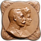RDR - Österreich Franz Joseph I. 1848-1916 Einseitige Bronzeplakette o.J. (unsign.) auf die Ermordung des Thronfolgers Franz Ferdinand und seiner Gema...