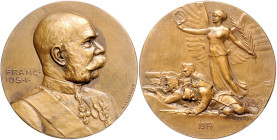 RDR - Österreich Franz Joseph I. 1848-1916 Bronzemedaille 1914 (v. Neuberger/Hartig) auf den Beginn des Ersten Weltkrieges. Wurzbach 2681. Hauser 1316...