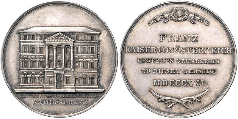 RDR - Österreich - Wien Silbermedaille 1821 (v. Harnisch) auf die Grundsteinlegu...