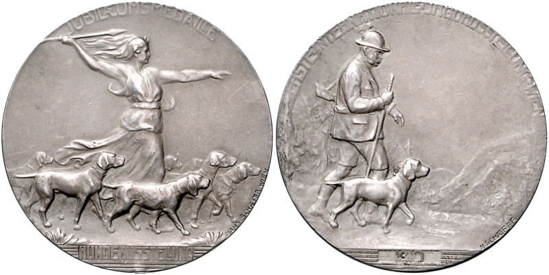 RDR - Österreich - Wien Silbermedaille 1910 mattiert (v. Schäfer) auf die Hundea...