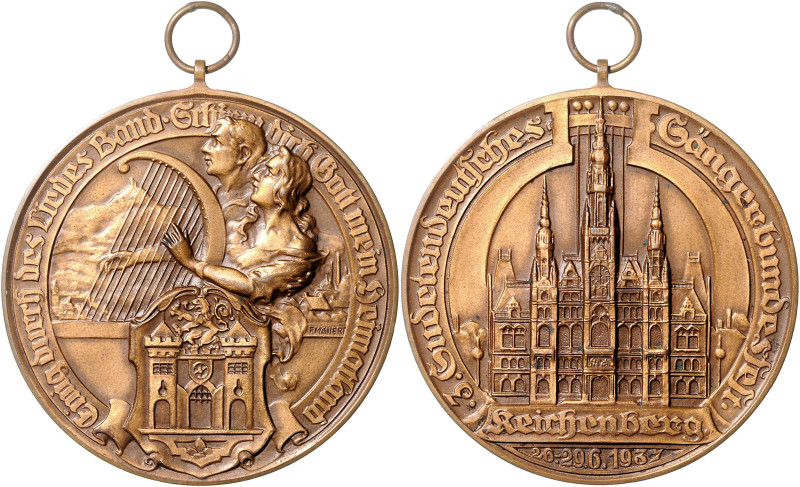 RDR - Länder - Böhmen Bronzemedaille 1937 (v. Mänert) auf das 3. Sudetendeutsche...