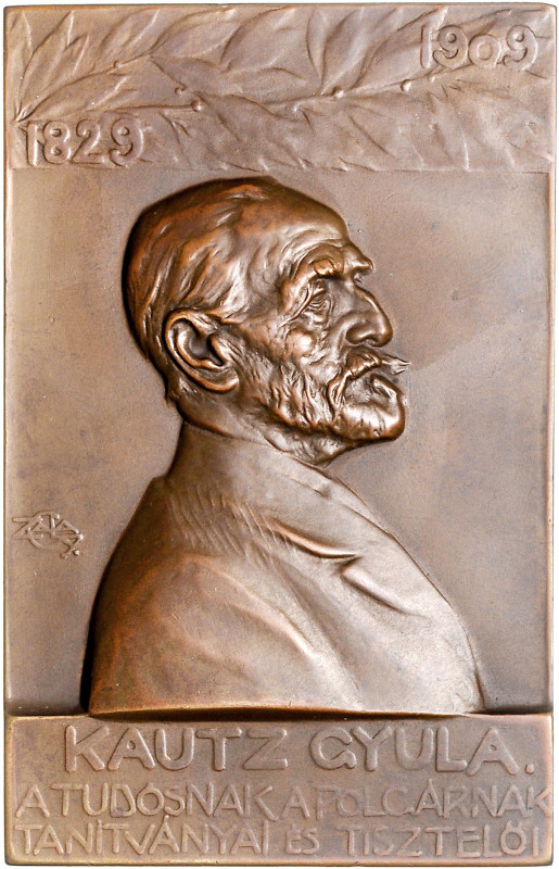 RDR - Länder - Ungarn Franz Joseph I. 1848-1916 Einseitige Bronzeplakette 1909 a...