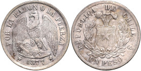 Chile Republik 1 Peso 1877 KM 142.1. 
 vz-