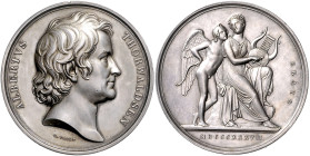 Dänemark Frederik VI. 1808-1839 Silbermedaille 1837 (v. Voigt) auf den Bildhauer Bertel Thorvalsen (1170-1844). Bergsoe 1095. Wurzbach 8747. Slg. Jul....