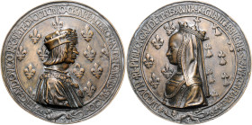 Frankreich Louis XII. 1498-1515 Bronzegussmedaillon 1499 (v. N. Leclerc/J. de Saint-Priest) auf den Besuch des Königspaares in Lyon. Slg. Lanna 24. Kr...