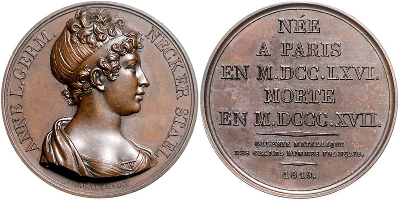 Frankreich Louis XVIII. 1814-1824 Bronzemedaille 1819 (v. Gatteaux) auf Germaine...