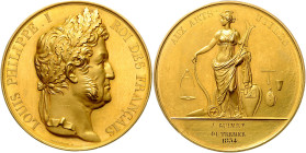 Frankreich Louis Philippe I. 1830-1848 Goldmedaille 1834 zu 40 Dukaten, (v. Depaulis/Gayrard) Preismedaille für angewandte Künste, mit Gravur: J. Guim...