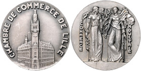 Frankreich - Lille Silbermedaille 1935 (v. Robert-Coin) Prämie der Industrie- und Handelskammer, i.Rd: Füllhorn ARGENT. 
44,9mm 64,7g vz+