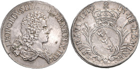 Frankreich - Lothringen Leopold I. 1697-1729 Taler 1710 Dav. 2388. 
Vs: min. Sf. und Korrosionsspuren, selten ss/f.vz