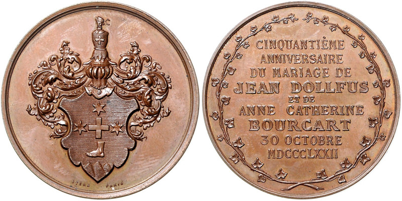 Frankreich - Mülhausen Bronzemedaille 1872 (v. Stern) auf die Goldene Hochzeit v...