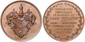 Frankreich - Mülhausen Bronzemedaille 1872 (v. Stern) auf die Goldene Hochzeit von Jean Dollfus und Anne Catherine Bourcart. Dollfus war Industrieller...