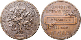 Frankreich - Paris Bronzemedaille 1880 Prämie der Exposition Restrospective Les Arts du Metal, verliehen an: Mr. Garnier. 
50,3mm 55,5g vz+