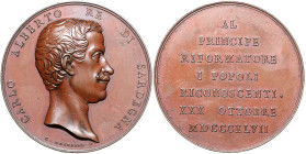 Italien - Sardinien Karl Albert 1831-1849 Bronzemedaille 1847 (v. Galeazzi) auf sein liberales Reformprogramm. Wurzbach 4470. 
50,8mm 68,1g vz