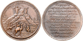 Italien - Sizilien Vittorio Amadeo II. 1675-1730 Satirische Medaille 1717 in Bronze (mit Signatur N.N.) auf die 200-Jahrfeier der Reformation und die ...