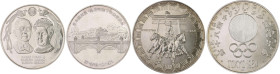 Japan Hirohito 1926-1989 Lot von 2 Feinsilbermedaillen: 1964 auf die Olympischen Spiele in Tokio, mit Punze 1000 (45,0mm 29,8g) und 1971 auf den Europ...