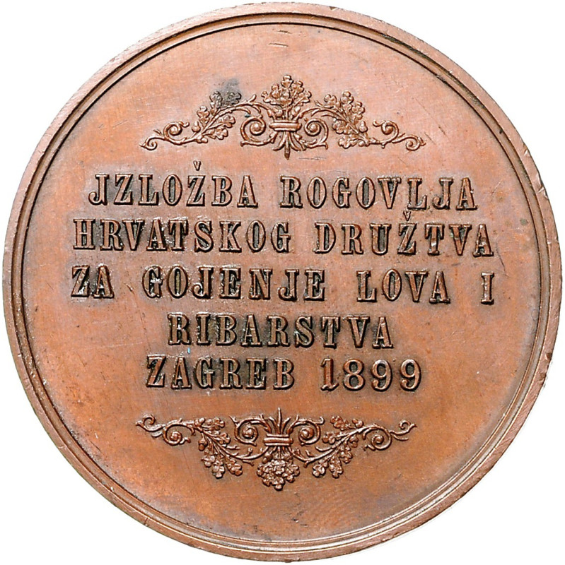 Kroatien Bronzemedaille 1899 Probe Prämie der Hornvogelsammlung der Kroatischen ...