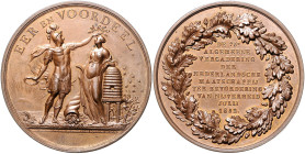 Niederlande Willem III. 1849-1890 Bronzemedaille 1852 (v. Holtzhey) EER EN VOORDEEL, Prämie der 75. Generalversammlung der Niederländischen Gesellscha...