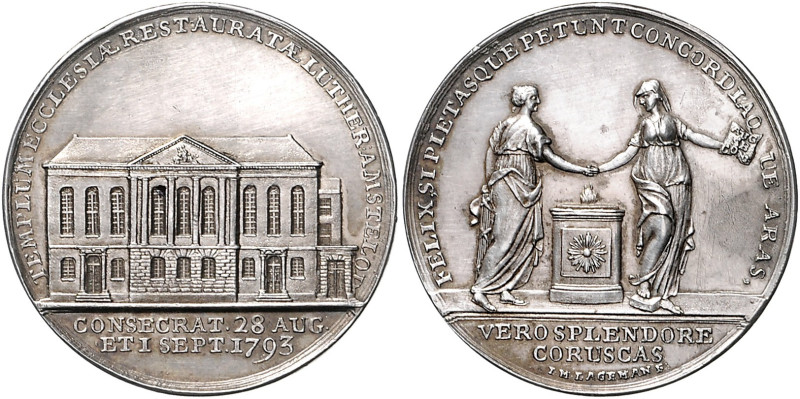 Niederlande - Amsterdam Silbermedaille 1793 (v. Lageman) auf die Einweihung der ...