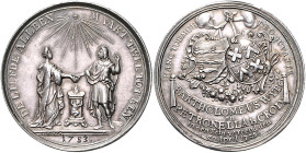 Niederlande - Rotterdam Silbermedaille 1753 (v. Holtzhey) auf die Silberhochzeit von Bartholomeus Wybo & Petronella la Croix. Bemolt 1087. KPK 2991. ...