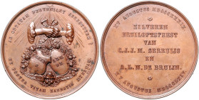 Niederlande - Rotterdam Bronzemedaille 1864 (v. J.P.M. Menger) auf die Silberhochzeit des Weinhändlers H. R. W. de Bruijn und C. J. M. Serruijs, mit R...