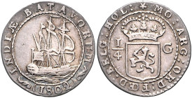 Niederländisch-Indien Batavische Republik 1799-1806 1/4 Gulden 1802 Scholten 492. KM 81. 
 ss+