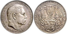 Medaillen von Karl Goetz Silbermedaille 1927 auf den 80. Geburtstag von Hindenburg, i.Rd: BAYER. HAUPTMÜNZAMT . SILBER 900f. Kien. 386. Slg. Bö. 6000....