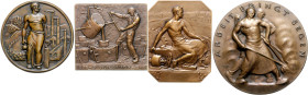 Bergbau Lot von 10 Stücken: Bronzemedaille 1958 (v. Dupagne) 50 Jahre Metall-Gesellschaft Hoboken (80,0mm 221,7g), Einseitiger Bronzehohlguss 1920 (v....