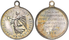 Erster Weltkrieg Miniatur-Silbermedaille 1914 (aus der Medaillenserie Kube) sogenannter Siegespfennig, auf die Schlacht bei Gumbinnen. Zetzm. 1022. 
...