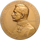 Erster Weltkrieg Einseitige Bronzemedaille o.J. (v. Weinberger) auf Conrad Freiherr von Hötzendorf, Chef des Generalstabes. Zetzm. zu 3030. 
60,5mm 9...