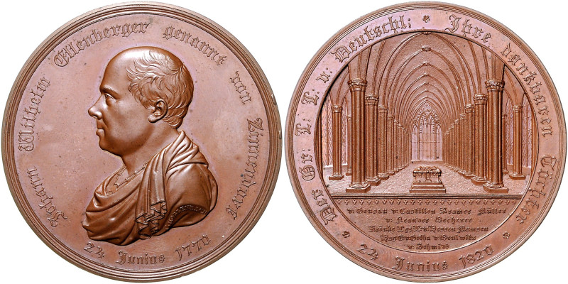 Freimaurer Bronzemedaille 1820 (v. Hollenbach) auf das 50-jährige Jubiläum der g...