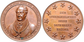 Freimaurer Bronzemedaille 1843 (v. Loos/Schilling) auf den Tod von Christian v. Nettelbladt (1779-1843). Peltzer 323. Gaettens 1750. H.-Cz. 147. 
kl....